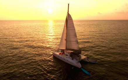 catamaran at sunset